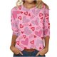 thumbnail image 2 of Fiudx Ofertas Del Día Blusa Holgada con Estampado de Pascua y Cuello Redondo Retro de Manga Tres Cuartos a La Moda para Mujer, 2 of 4