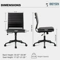thumbnail image 3 of Okeysen Office Desk Chair No Arms, Mid Back Ergonomic Swivel Black Armless Conference Room Chairs, Adjustable Height PU Leather Home Desk Chair, Modern Small Rolling Computer Task Chair, 3 of 17