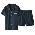 thumbnail image 5 of vigerkar Pajama Set for Women 2 Piece Lounge Set Short Sleeve Tops and Shorts Soft Sleepwear, Chest Pocket Navy, 3XL, 5 of 5