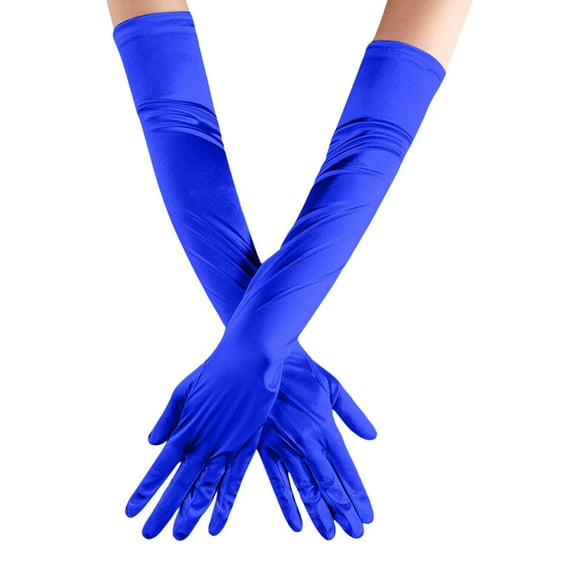 Ediodpoh Women Solid Color Satin Wedding Party Gloves for Carnival Events Photography and Elegant Occasions Dark Blue