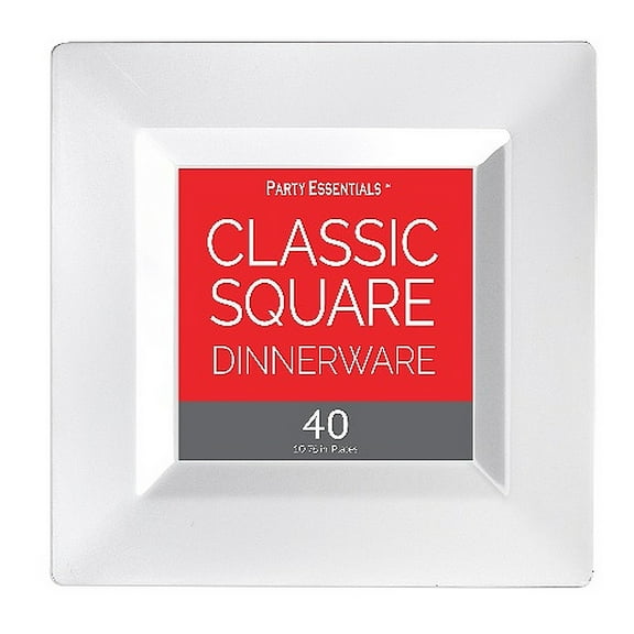 1 - Party Essentials 10.75" Classic Square Plates - White 40 Ct.