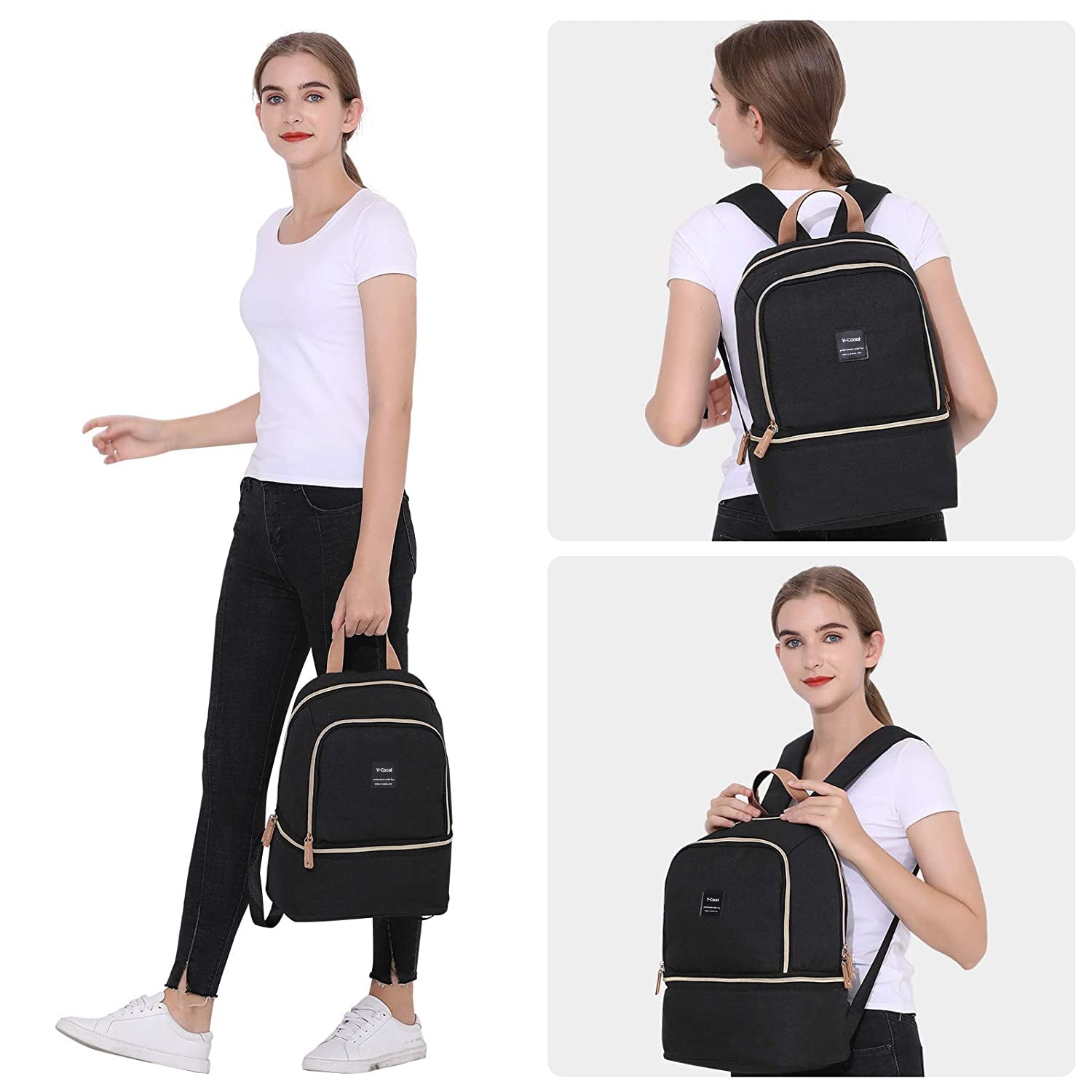 Breast Pump Bag Backpack - Cooler Lunch Bag Double Layer for Mother Large Size Black1