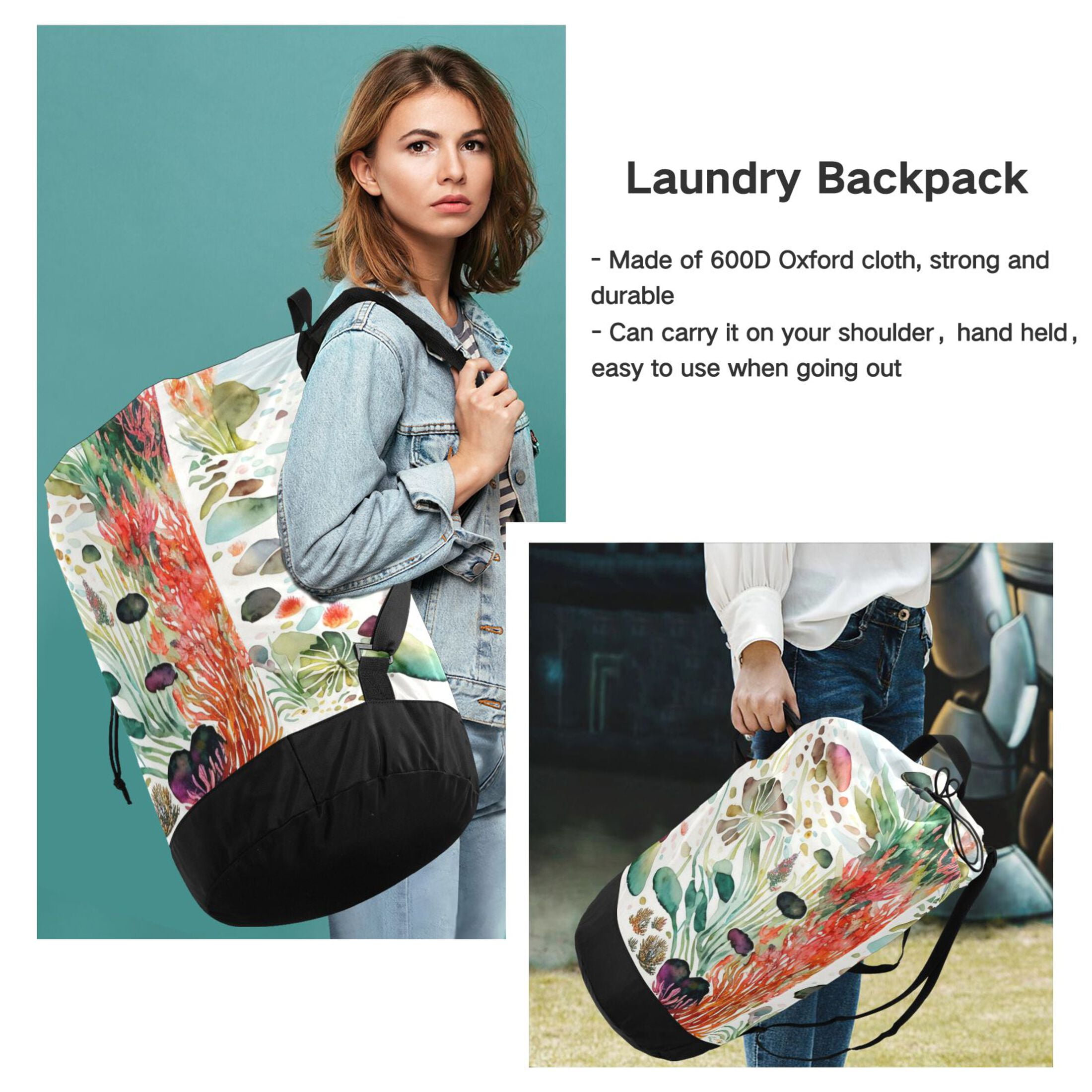 RMDQTR Durable Large Laundry Backpack with Drawstring Closure Ideal for Laundry Trips,Travel&Camping Pondside Chandelier Fusang