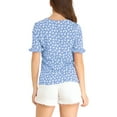 thumbnail image 3 of Unique Bargains Women's V Neck Button Shirt Short Sleeve Floral Top, 3 of 6