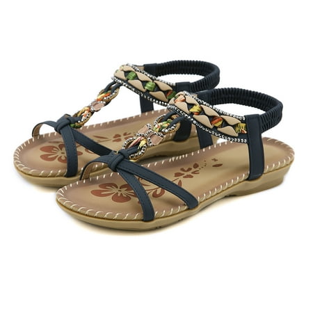 

Cathalem Taupe Sandals for Women Summer Fashion Women Casual Open Toe Flat Rhinestone Comfortable Soft Women s Jelly Sandals Blue 8.5