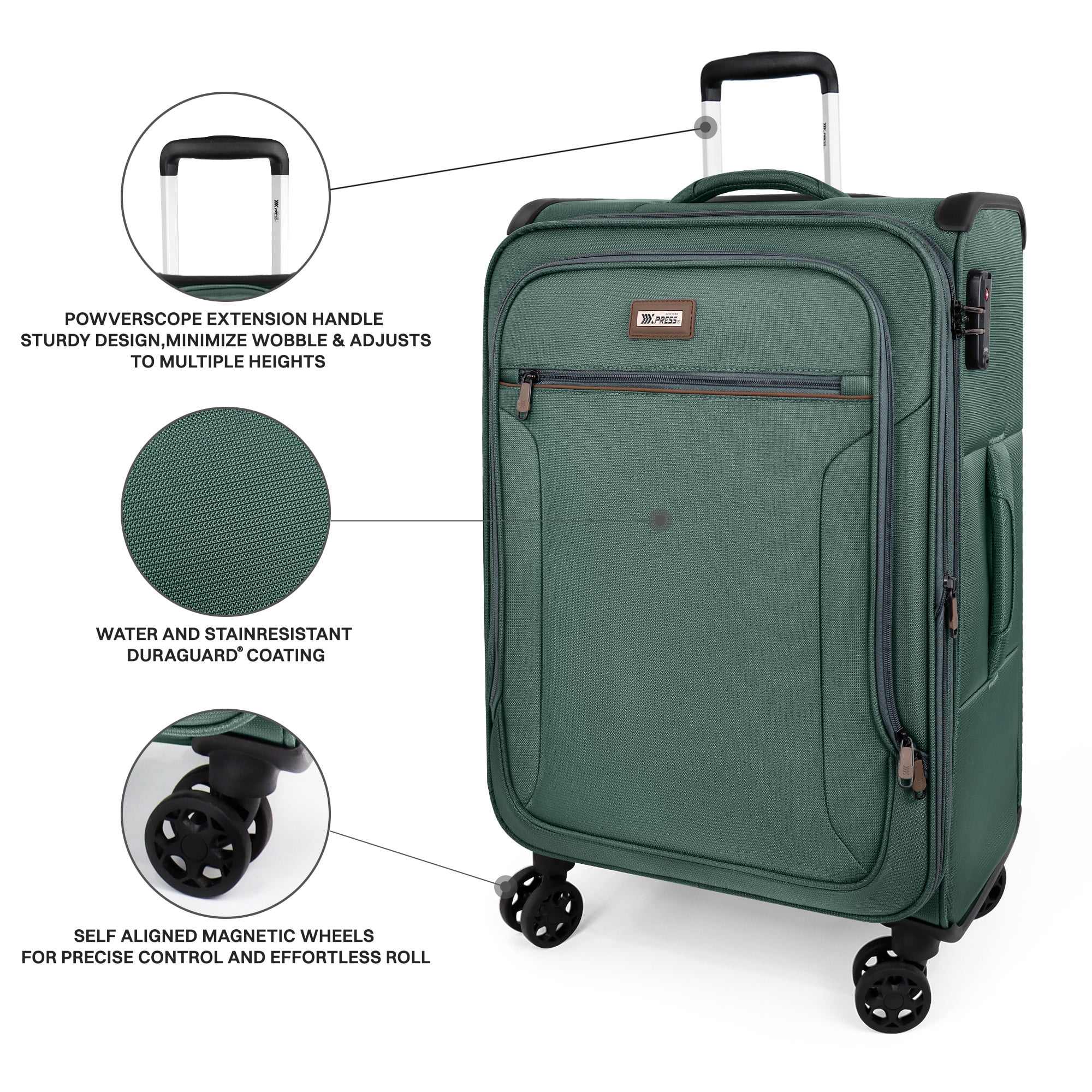 28 Inch Large Softside Checked Luggage,Expandable Soft Shell Suitcase with Spinner Wheels and TSA Lock,Durable Lightweight Travel Case,XJ1907-Grey