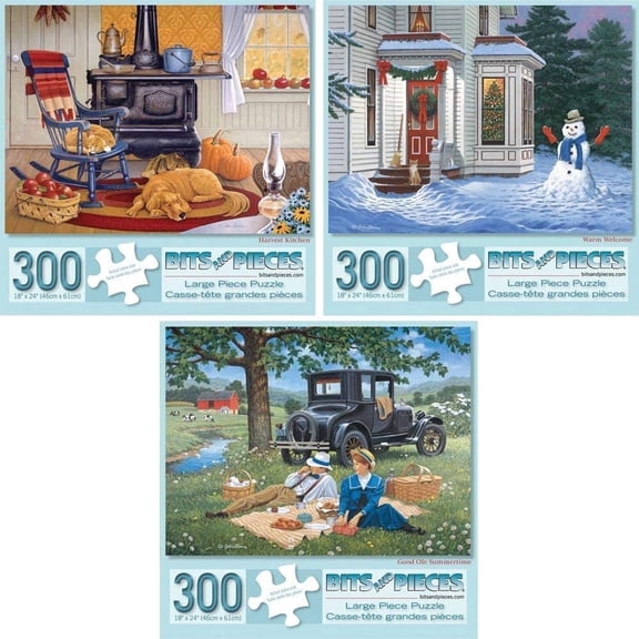 Bits and Pieces Jigsaw Puzzles Seasons Collection by John Sloane 300 Piece 3-Pack 18" x 24"