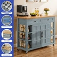 thumbnail image 5 of ModFusion 45" Kitchen Island Cart Drop Leaf Power Outlet Rolling Casters Storage Cabinet Drawers Spice Rack Gray, 5 of 9