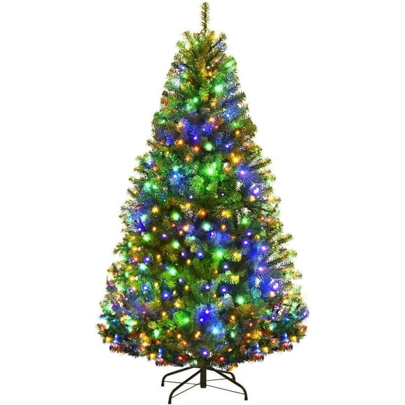 Árbol de Navidad Goplus preiluminado, 5 pies, con 150 luces LED multicolores