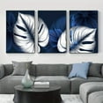 thumbnail image 3 of 3pcs Frameless Abstract Blue White Plant Leaf Posters Print Modern Home Decor Picture Wall Art Canvas Painting Nordic Living Room Decor, No Frame, 3 of 4