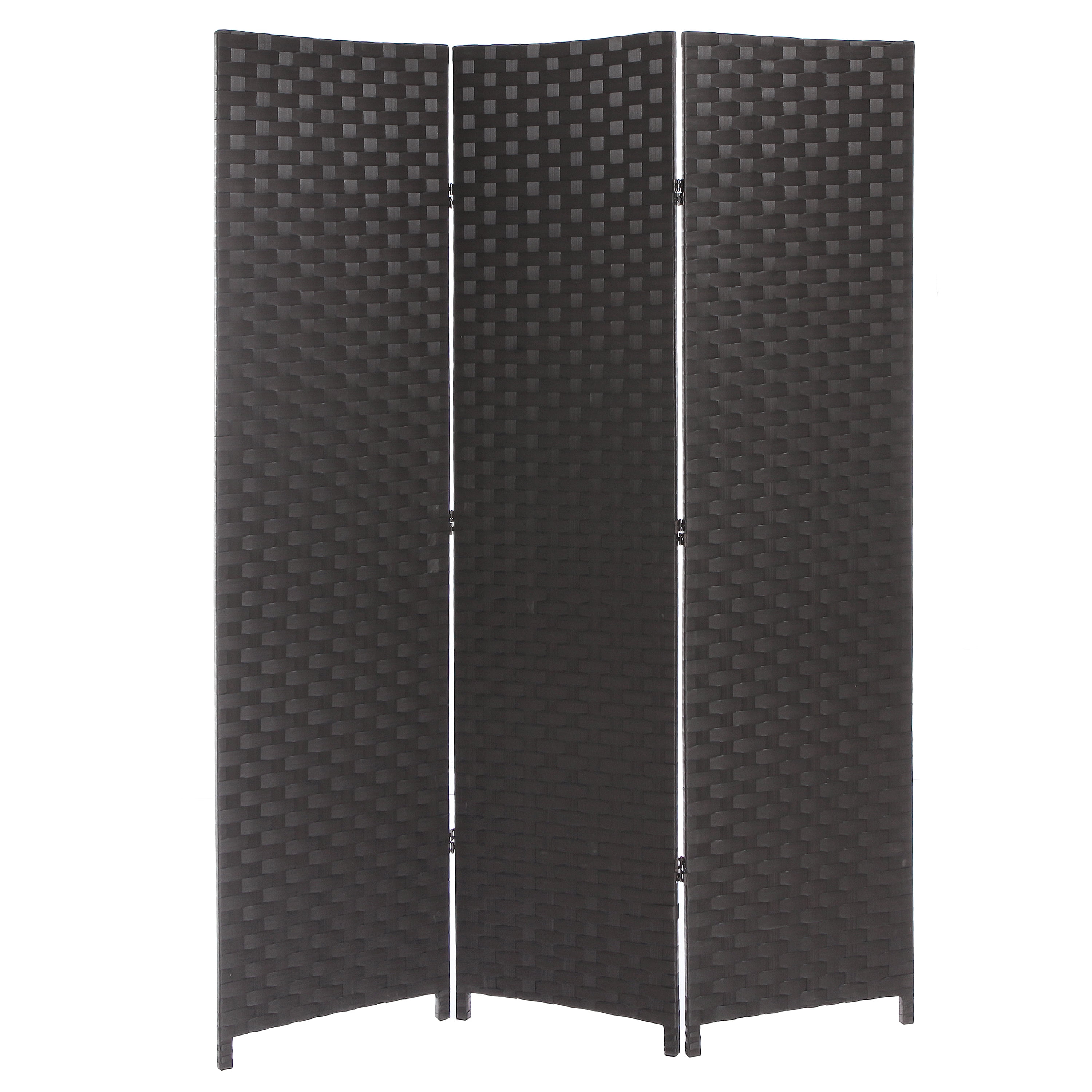 MyGift 3Panel Dark Brown Wood Mesh Woven Design Freestanding Folding