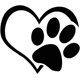 thumbnail image 3 of Pegatina para coche, Pegatinas de patas con corazón para coches, waschstraße tauglich. Negro TUNC Sencillez, 3 of 5