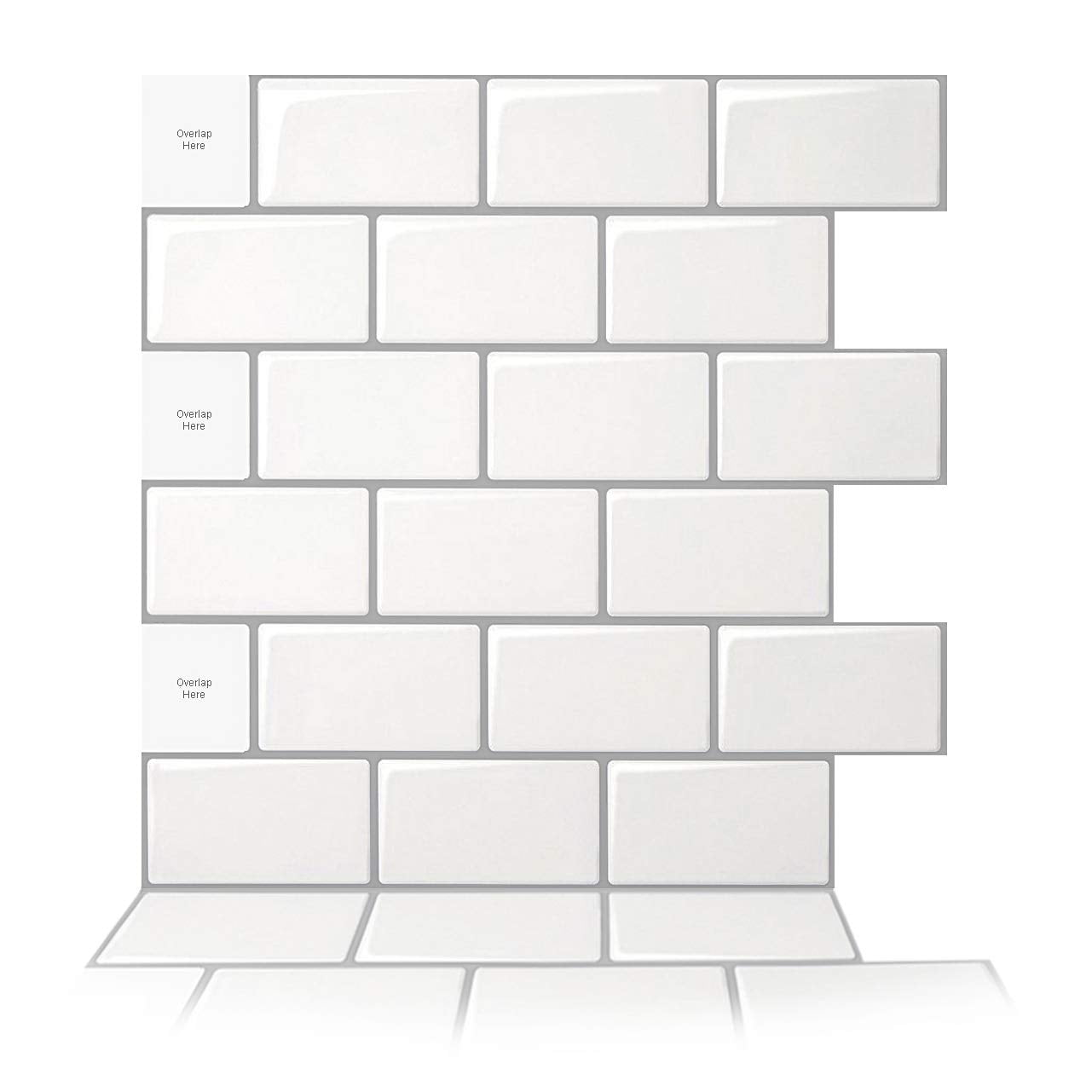 Art3d 10-Sheet Self Adhesive Backsplash Grey Marble Design 3D Wall Panels x 12in 12 in 