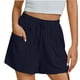 thumbnail image 1 of Pantalones Cortos de Piernas Anchas para Mujeres Lino de Color Sólido, Cintura Elástica Cómoda Longitud Regular, 1 of 8