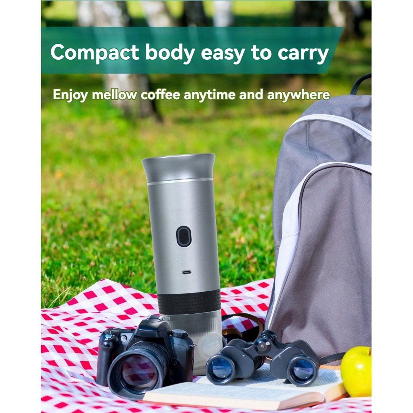 Portable Espressos Coffee Machine 12V Electric Small Travel Italian Expressos Maker for Camping RV Hiking Office