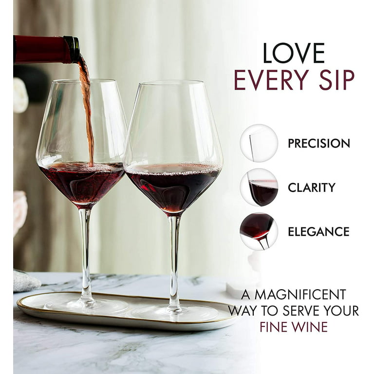 Elixir Glassware Red Wine Glasses - Set of 4 Hand Blown Large Wine