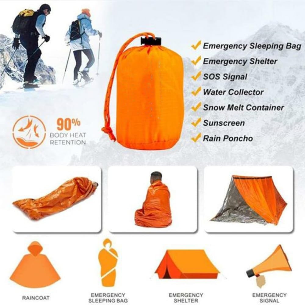 YYUZH Waterproof Thermal Emergency Sleeping Bag Pocket Size Lightweight Retains Body Heat Survival Sleeping Sack for Camping, Hiking, and Emergency Preparedness