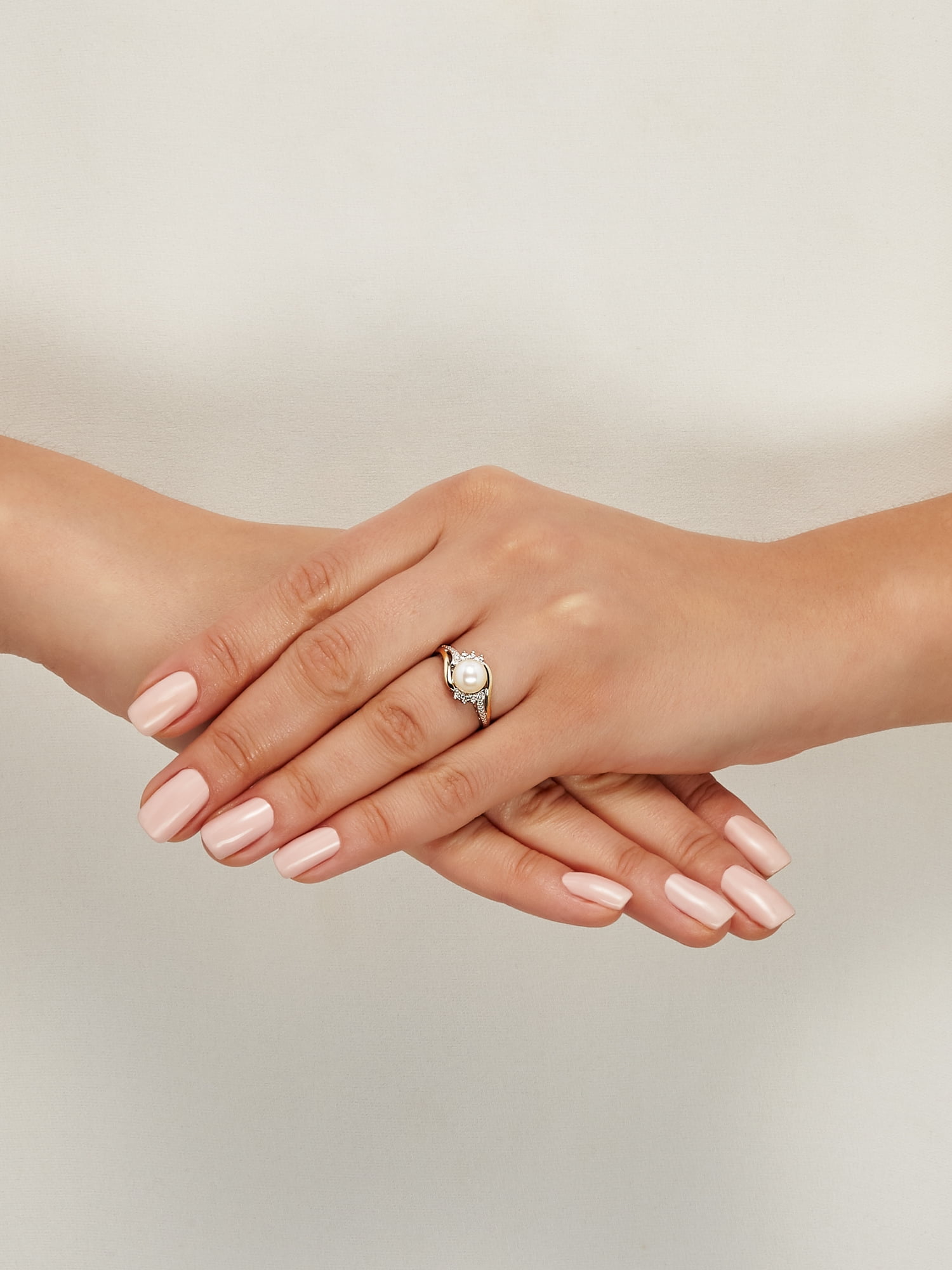 "Brilliance Fine Jewelry Freshwater Pearl Diamond Accent Ring in Sterling Silver and 10K Yellow Gold"