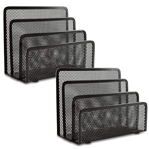 Desk Mail Organizer Easepres 2 Pack Office Small Letter Sorter Desktop File Metal Mesh With 3 Vertical Upright Compartments Com Desk Mail Organizer Easepres 2 Pack, Decorative Desktop File Holder