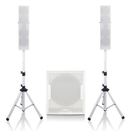 Sound Town Subwoofer and Column Speaker Line Array System  with Two 500W Passive Column Speakers and One 12” 800W Powered Subwoofer  White price history on PriceWatchPro