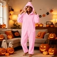 thumbnail image 2 of Xinsrenus Women's Cute Fleece Hooded Jumpsuit Loose Long Sleeve Warm Loungewear Fall Winter Casual Sleepwear, 2 of 7