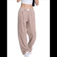 thumbnail image 3 of Pantalones Bóxer de Pijama A Rayas de Cuadros para Mujer, Cómodos y Bonitos con Bolsillos, Conjuntos de Otoño Y2K Café XL, 3 of 9