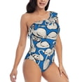 thumbnail image 3 of Honeii Swan Birds for women's one-piece swimsuit featuring a chic one-shoulder design experience elegance and style in the water-Small, 3 of 6