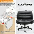 thumbnail image 3 of COMHOMA Armless Office Desk Chair with Wheels, PU Leather Padded Cross Legged Office Chair, Modern Swivel Vanity Chair Height Adjustable Wide Seat Computer Task Chair, Balck, 3 of 9