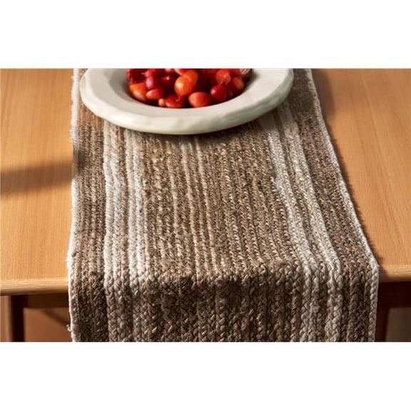 HomeRoots 534187 80 in. Brown Ivory & Natural Braided Jute Table Runner