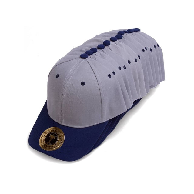 Top Headwear 12-Pack Adjustable Baseball Hat - Grey/Navy