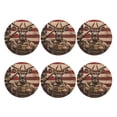 thumbnail image 2 of Gaeub Patriotic Deer Soldier Salute Print 6 Pcs Leather Coasters for Drinks ,Drink Coasters Sets,Drink Table Cup Coasters for Living Room Kitchen Coffee Decor,Round Shape, 2 of 7