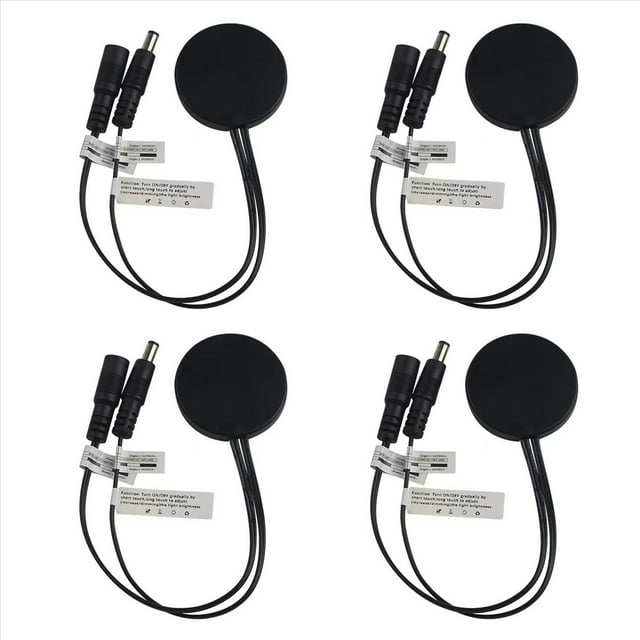 4X Interruptor de Atenuación con Sensor Táctil LED de Panel de Madera, Interruptor Oculto, Interruptor Táctil para Tira de LED, Color Negro