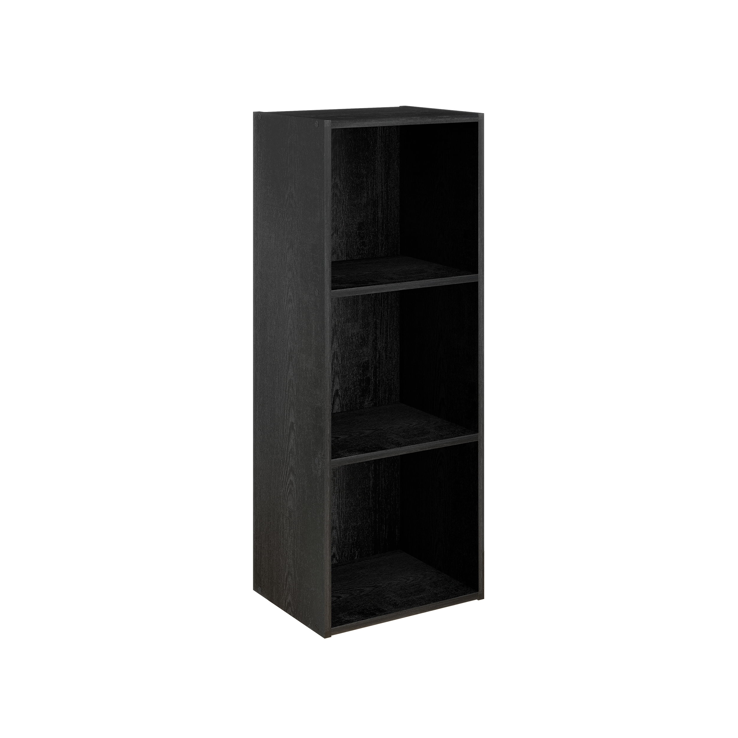 HOMLUX Luder 3-Tier Cube 31.5" Bookcase, Wood Storage Shelf, Small Bookshelf for Home Office & Bedroom, Black
