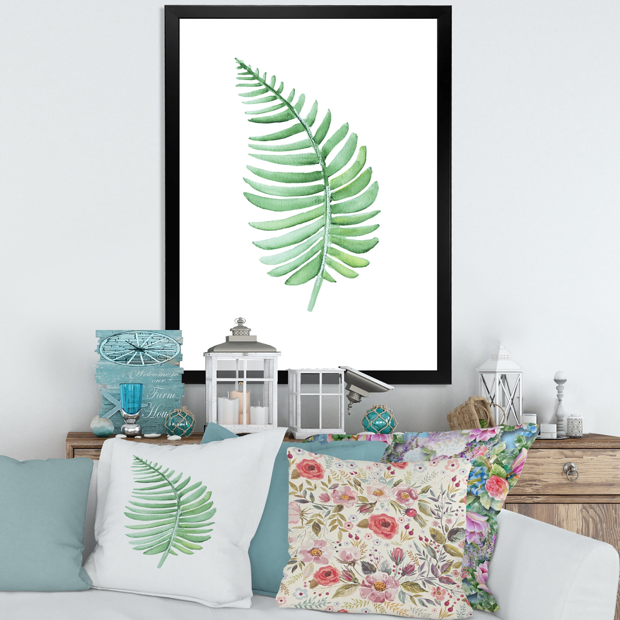 Designart 'Close Up Of Tropical Leaf Of Monstera III' Farmhouse Framed Art Print