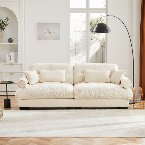 GAKMCIL 93.7" Loveseat Sofa, 2 Seater Modular Sectional Sofa, Large U Shaped Sectional Velvet Fluffy Couch,Deep Seat Sofas for Living Home
