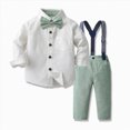 thumbnail image 2 of Xudanell Baby Outfits Boy Cotton formal Suspenders Outfit with Bowtie Toddler Long Sleeve Baby Boy Wedding Clothes Green 3-4 Years, 2 of 9