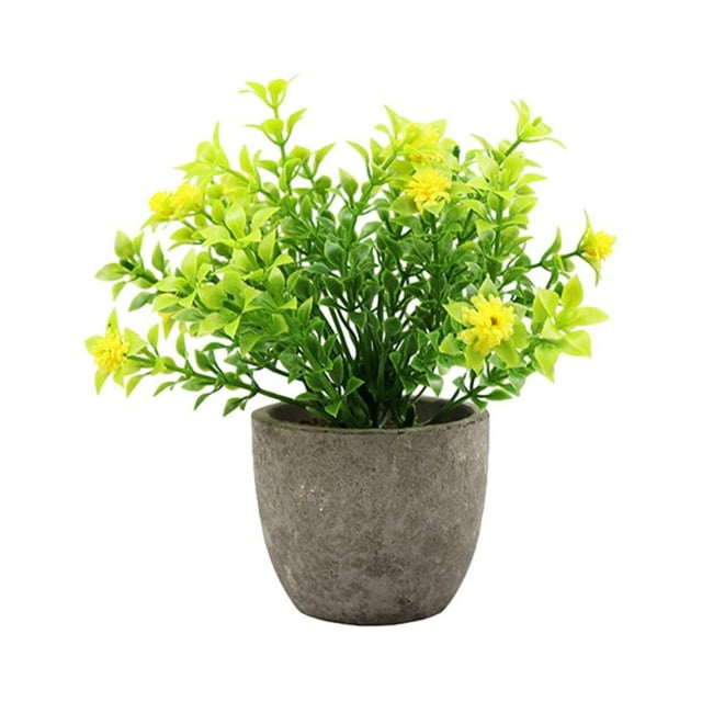 Decodeary Green Eco-friendly Artificial Money Tree In Pot Long-lasting Durability Realistic Appearance yellow babysbreath 1Set