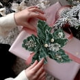 thumbnail image 4 of Artificial Flowers Christmas Glitter Magnolia Magnolia with Stems Christmas Tree Decoration Flower Wreath Christmas New Year Decoration Holiday Gift Indoor Garden Home Decoration Green, 4 of 6