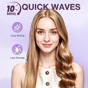 NEXPURE Automatic Curling Iron, 1 Ionic Deep Waver Hair Curler Tool, Ceramic Coating, Fast Heating, Dual Voltage, Anti-Scald, Purple