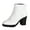 White, variant on Women's High Chunky Heel Leather Chelsea Ankle Boots Slip On Mid Calf Fall Booties Platform Non Slip Dress Shoes Red Size 9