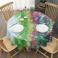 thumbnail image 3 of Colorful Tie Dye Pattern Round Tablecloth 60"x60",Wrinkle Wipeable Table Cloth for Kitchen Dining Room Picnic Patio Party, 3 of 6