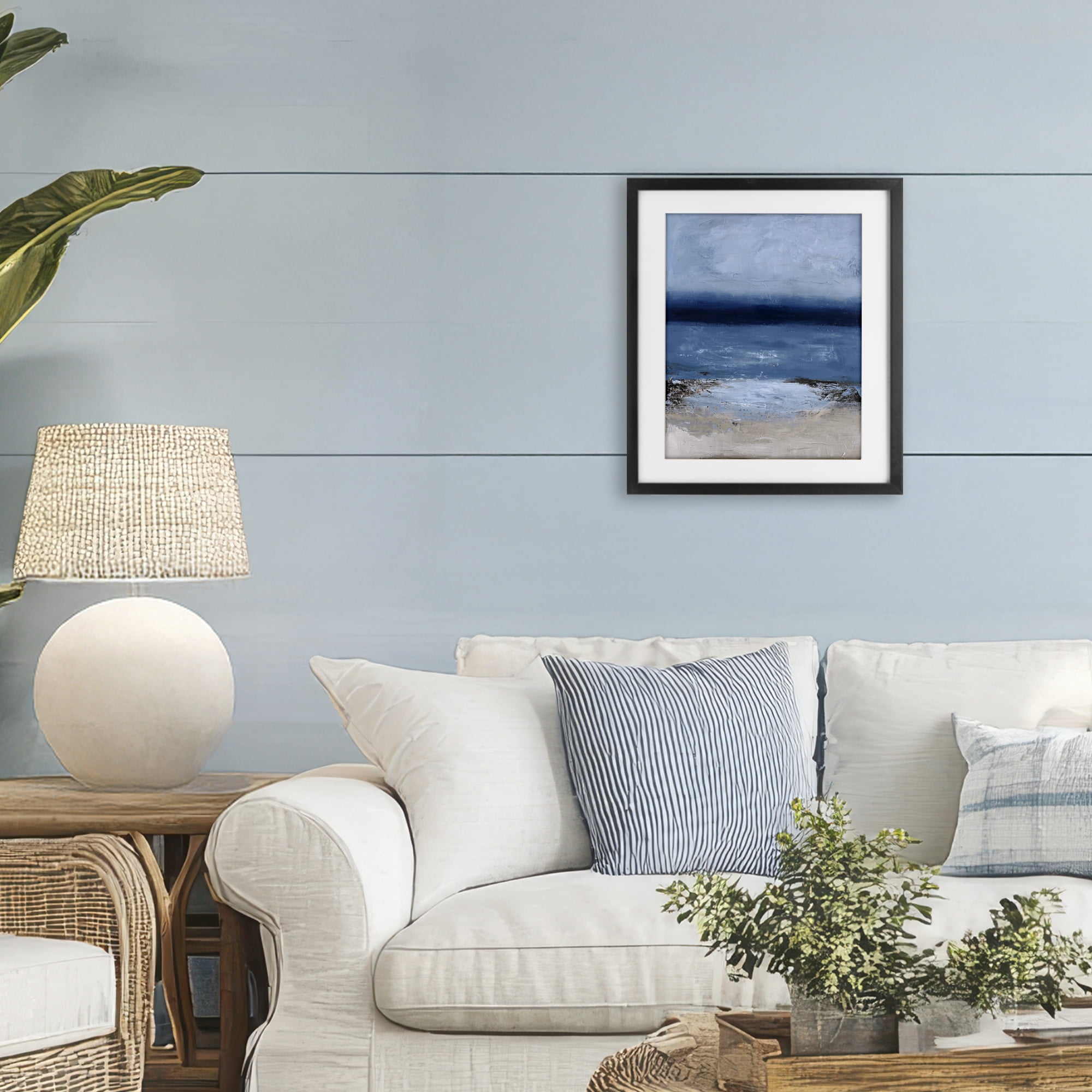 Endless Sea Moods Black Framed Print Under Glass, design by Design Fabrikken