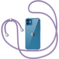 thumbnail image 2 of Compatible with iPhone 12/iPhone 12 Pro,Clear Case with Adjustable Lanyard,Soft Slim TPU Shockproof Protective Crossbody Case for iPhone 12/12 Pro,6.1 inch-Purple, 2 of 13