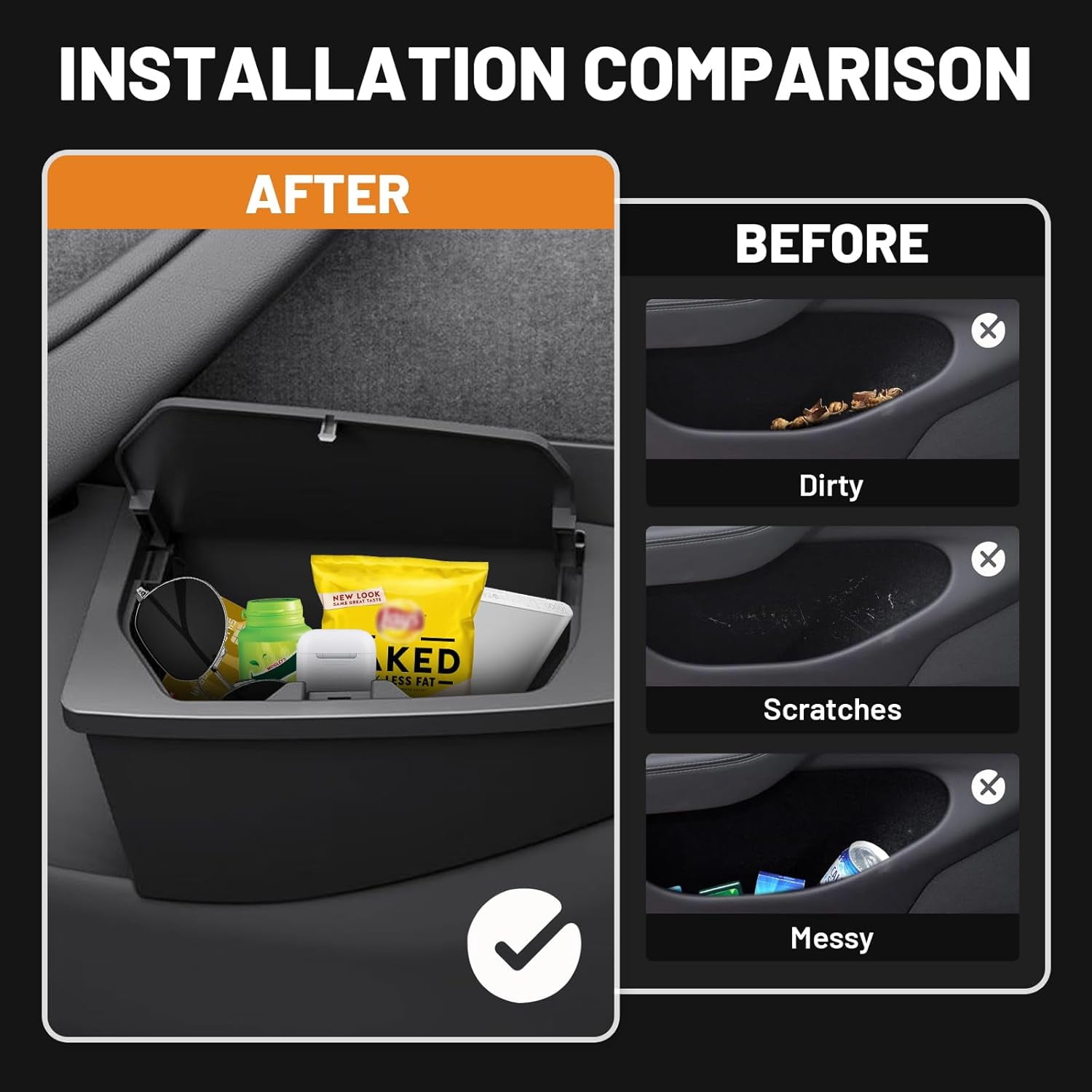 2PCS Car Front Door Trash Can for Tesla Model Y Juniper 2026 2025,Side Door Storage Box Organizer with Push-to-Open Lid Design ABS Front Seat Garbage Can Bin for New Model Y Accessories 2026