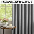 thumbnail image 2 of Grey Pinch Pleated Faux Linen Curtains 60% Blackout Two Pages with Pin Hooks - Back Tab Mid Century Modern Farmhouse Curtain - Cottagecore Curtain Light Filtering 40 x 72 Inches Long, 2 of 7