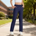 thumbnail image 5 of SERTG Girls Big Kids Straight Wide Leg Pants Elastic Waist Solid Color Spring Summer Slim Casual Lightweight School Everyday Trousers(Navy,14-15 Years), 5 of 7