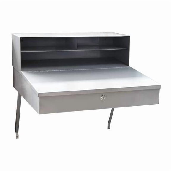 Stationary Wall Mount Desk,11 7/8"H,Gray 49Y121
