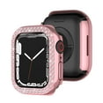thumbnail image 4 of Bling Double-Rows Rhinestone Bumper Case for Apple watch 38/40/41/42mm,Diamond Protective Cover for Women,Hard PC Frame Protector for iWatch Series 10 9 8 7 6 SE 5 4 3 2 1,Pink, 4 of 7