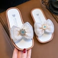 thumbnail image 4 of ZACPNCV Girls Soft Polka Dot Bow Pearl Slip-On Slides Sandals Summer Flatform Sandals White 3-3.5 Years, 4 of 8