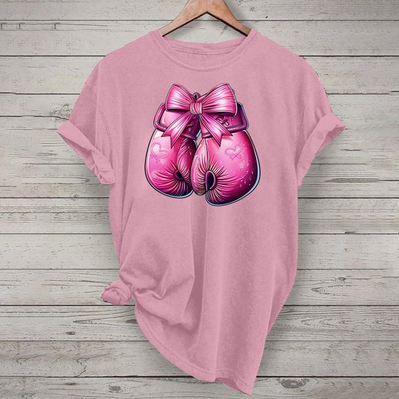 VKOYWKM Women's Breast Cancer Survivor T-Shirts Breast Cancer Awareness Shirts Short Sleeve Inspirational Breast Cancer Graphic Tees Crew Neck Loose Fit Pink Ribbon Tops